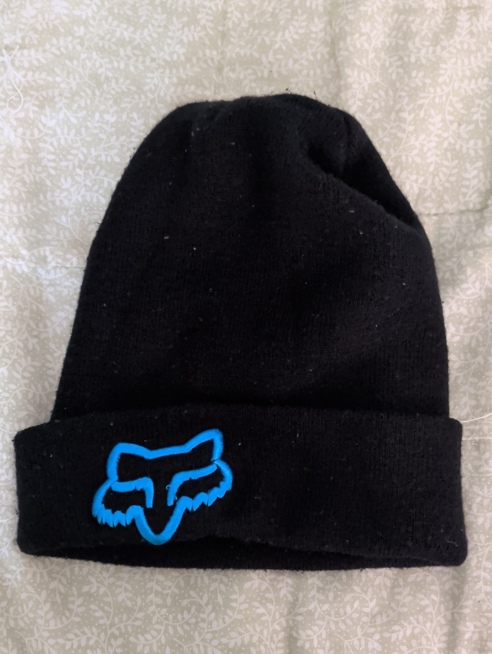 Black Beanie with Blue Fox Logo